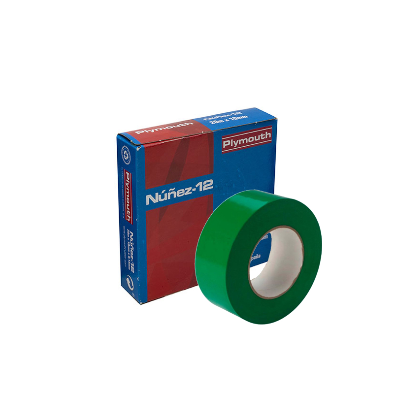 PLYMOUTH 5087 Cinta adhesiva de PVC NÚÑEZ-12 20x19x0,15 verde para aplicaciones eléctricas
